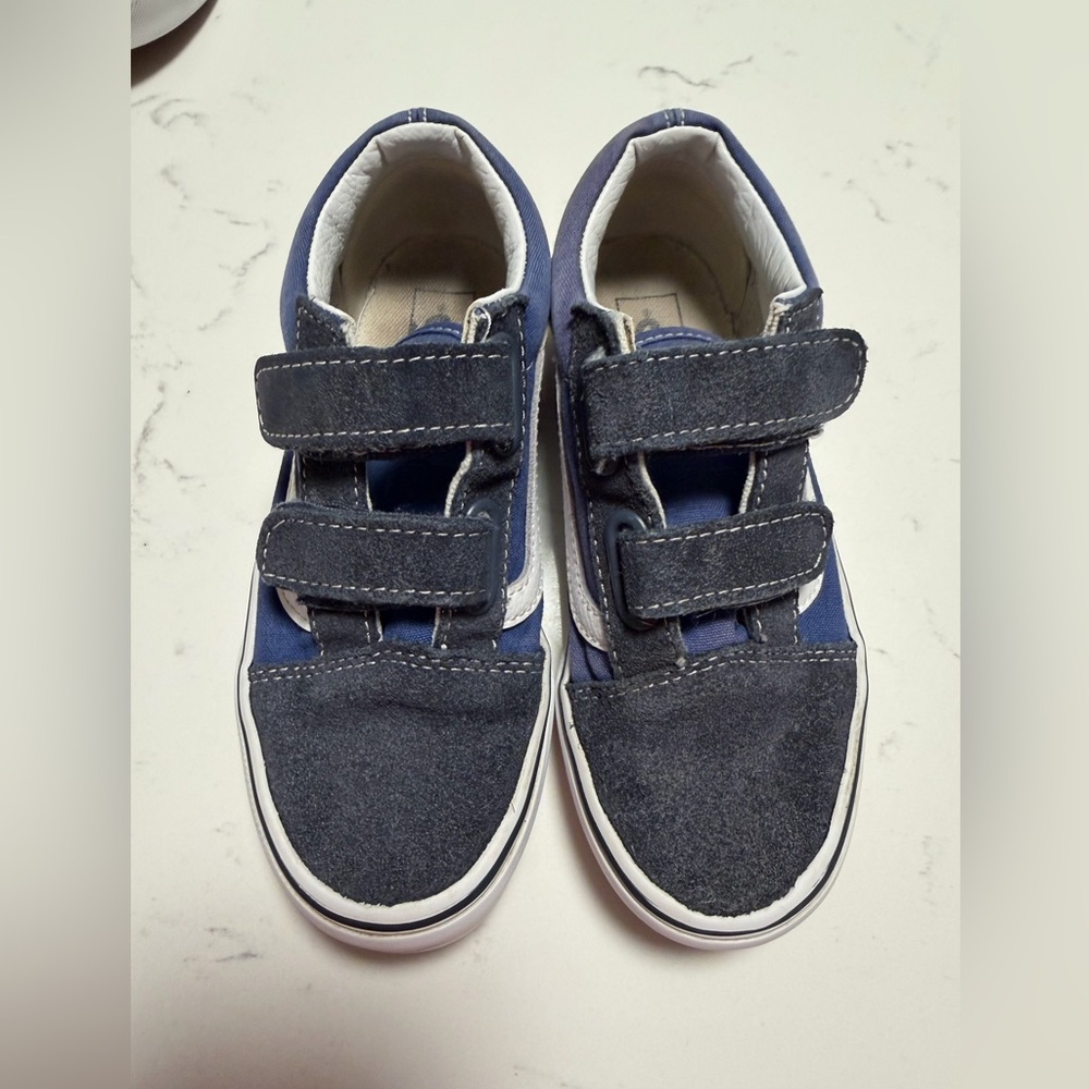 Vans Navy Royal Blue Velcro Sneakers with Rubber Sole Old Skool V Skate size 1